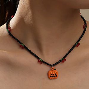 Women's Party Halloween Daily Beaded Pumpkin Cherry Black Necklace Lightinthebox