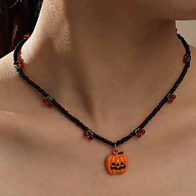 Women's Party Halloween Daily Beaded Pumpkin Cherry Black Necklace Lightinthebox
