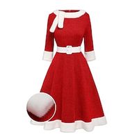 Fancy Christmas Dress Women's 1950s Christmas Masquerade Christmas Eve Adults' Party Christmas New Year Eve Polyester Dress miniinthebox - thumbnail