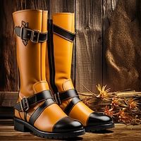 Men's Boots Biker boots Motorcycle Boots Retro Walking Casual Daily Leather Comfortable Booties  Ankle Boots Loafer Black Grey Black  Yellow Spring Fall Lightinthebox - thumbnail