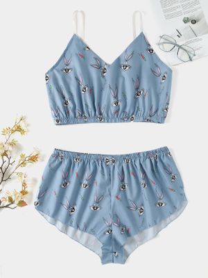 Plus Size Light Blue Spaghetti Animal Sleeveless Sleepwear Plus Size Light Blue Spaghetti Animal Sleeveless Sleepwear