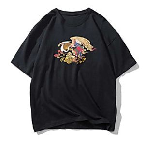 Men's Tee T shirt Hot Stamping Graphic Prints Crane Animal Print Short Sleeve Casual Tops 100% Cotton Basic Designer Big and Tall Black Lightinthebox