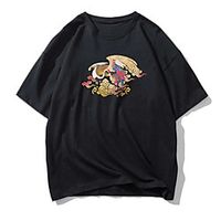 Men's Tee T shirt Hot Stamping Graphic Prints Crane Animal Print Short Sleeve Casual Tops 100% Cotton Basic Designer Big and Tall Black Lightinthebox - thumbnail
