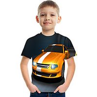 Kids Boys' T shirt Tee Short Sleeve 3D Print Graphic Car Rainbow Children Tops Summer Active Streetwear Cool 3-12 Years miniinthebox - thumbnail