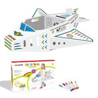 Eazy Kids - Diy Doodle Coloring Kit With Set Of 6 Sketch Pens - Wearable Airplane