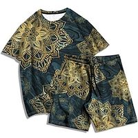 Men's Shorts and T Shirt Set T-Shirt Outfits Graphic Florals Crew Neck Clothing Apparel 3D Print Outdoor Daily Short Sleeve 3D Print 2 Piece 2pcs Designer Casual Comfortable Lightinthebox - thumbnail