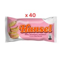 Rebisco Hansel Milky Strawberry Cream Filled Sandwich (10*31G) 310G Pack of 40