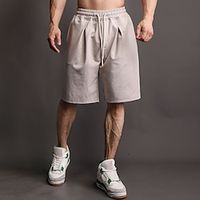 Men's Shorts Sunday Shorts Sports Going out Weekend Running Casual Drawstring Elastic Waist Plain Knee Length Cotton Blend Gymnatics Activewear Black Dark Grey Micro-elastic Lightinthebox - thumbnail