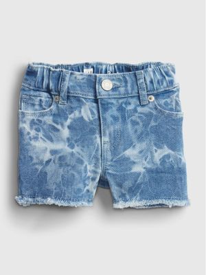 Toddler Elasticized Pull-On Tie-Dye Denim Shortie Shorts with Stretch Toddler Elasticized Pull-On Tie-Dye Denim Shortie Shorts with Stretch