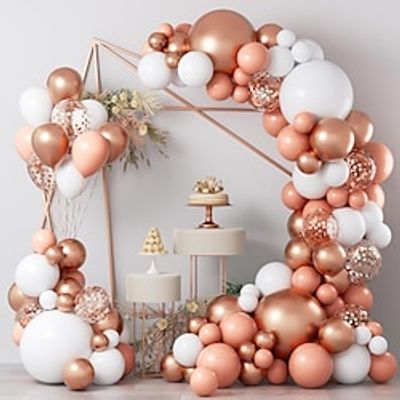 86pcs Orange Rose Gold Metal Warm Winter Latex Balloon Suitable For New Year Christmas Wedding Birthday Celebration Anniversary Party Decoration Lightinthebox