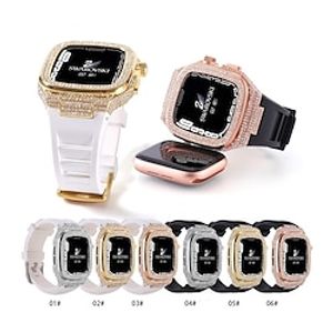 1pack Sport Band Compatible with Apple Watch band 44mm 45mm with Case Glitter Crystal Silicone Strap Replacement Wristband for iwatch Series 8 7 Lightinthebox