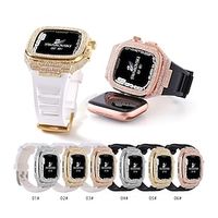 1pack Sport Band Compatible with Apple Watch band 44mm 45mm with Case Glitter Crystal Silicone Strap Replacement Wristband for iwatch Series 8 7 Lightinthebox - thumbnail