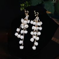 Women's Clip on Earring Tassel Fringe Flower Shape Elegant Romantic Imitation Pearl Earrings Jewelry White For Wedding Engagement Prom 1 Pair Lightinthebox - thumbnail