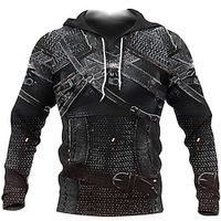 Men's Pullover Hoodie Sweatshirt Black Hooded Graphic Armor Lace up Casual Daily Holiday 3D Print Sportswear Casual Big and Tall Spring   Fall Clothing Apparel Hoodies Sweatshirts  Long Sleeve miniinthebox - thumbnail