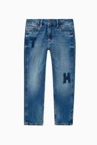 Straight Fit Monogram Patch Jeans