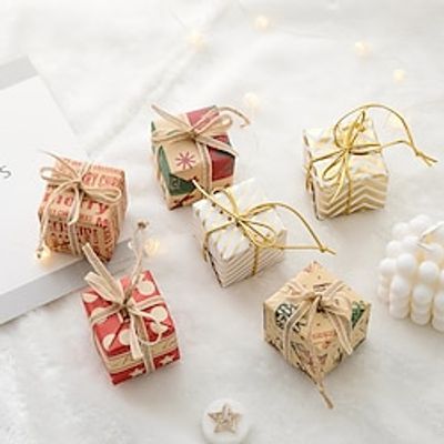 Christmas Gift Package Pendant 6/10cm Gold Red Three Piece Set Decoration Gift Box Christmas Tree Christmas Window Decoration miniinthebox