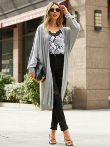 YOINS Grey Casual Maxi Length Long Sleeves Cardigan