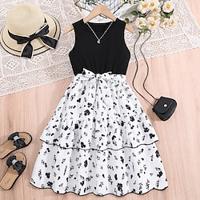 Kids Girls' Dress Floral Sleeveless School Casual Patchwork Fashion Daily Polyester Casual Dress A Line Dress Summer 7-13 Years Black Lightinthebox