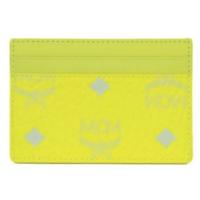 MCM Spectrum Diamond Mini Neon Yellow Visetos Leather Card Case Holder Wallet - 76241 - thumbnail