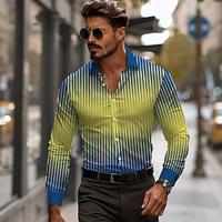 Business Casual Men's Printed Shirts Formal Fall Winter Spring Summer Turndown Long Sleeve Yellow S, M, L 4-Way Stretch Fabric Shirt Lightinthebox