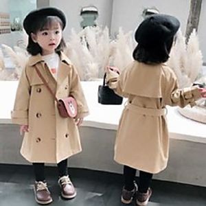 Kids Girls' Coat Camel Solid Color Cotton Casual  Daily Cute 3-8 Years Lightinthebox