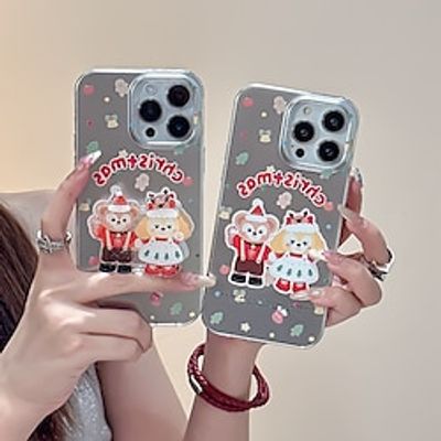 Phone Case For iPhone 15 Pro Max iPhone 14 13 12 11 Pro Max Plus Christmas Novelty Back Cover with Stand Holder Shockproof Christmas TPU Plating miniinthebox