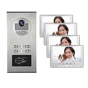 Multi Apartments Families Color Video Device Door Intercom System With 4 Monitor Building Doorphone Waterproof Lightinthebox