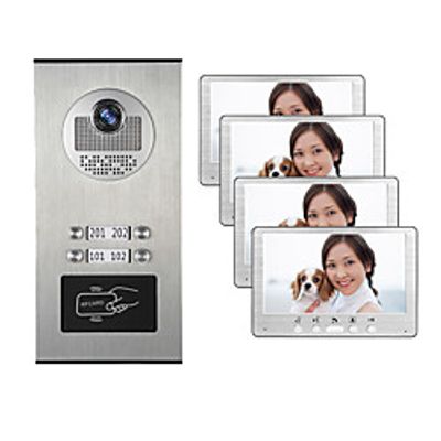 Multi Apartments Families Color Video Device Door Intercom System With 4 Monitor Building Doorphone Waterproof Lightinthebox