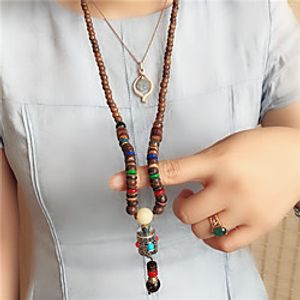 Women's Pendant Necklace Beaded Necklace Retro Friends Precious Lucky Luxury Unique Design Ethnic Vintage Wooden Resin Alloy Brown 80 cm Necklace Jewelry 1pc For Street Gift Prom Birthday Party miniinthebox