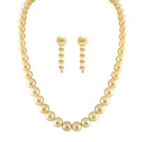 Sri Jagdamba Pearls Single Line Peach Pearl Classic Set - JPAUG-153