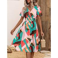 Women's Casual Dress Swing Dress Graphic Print V Neck Long Dress Maxi Dress Streetwear Holiday Vacation Short Sleeve Summer Lightinthebox