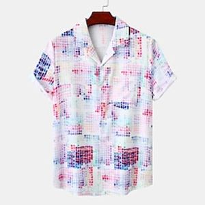 Men's Shirt Graphic Turndown Casual Daily Short Sleeve Tops Tropical Rainbow miniinthebox