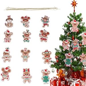 12pcs Gingerbread Man Christmas Tree Pendant Duffy Bear Cute Christmas Pendant Scene Decoration Props Lightinthebox