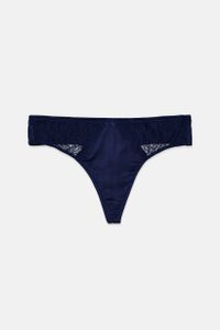 Womens Smooth Lace Thong  Bright Blue