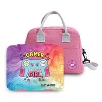 Eazy Kids Bento Box With Insulated Lunch Bag & Cutter Set - Combo - Gamer Girl