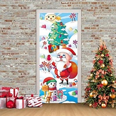 Christmas 3D Stickers Waterproof Door Stickers Xmas Door Mural Peel Self Adhesive Wallpaper PVC Sticker Removable Wall Decal for Home Office Decoration miniinthebox Christmas 3D Stickers Waterproof Door Stickers Xmas Door Mural Peel Self Adhesive Wallpaper PVC Sticker Removable Wall Decal for Home Office Decoration miniinthebox