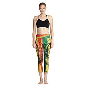 Women's Basic Casual Comfort Daily Gym Leggings Pants Lion Calf-Length Patchwork Print Yellow miniinthebox