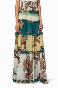 Titanic Floral Ruffle Maxi Skirt