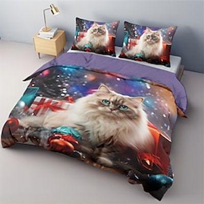 Christmas Party Animal Pattern Duvet Cover Set Bedding Set, 3 Pieces Comforter Cover Soft Microfiber Festival Bedding Gifts Christmas Decoration For Home Lightinthebox