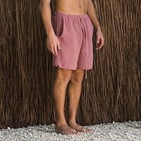 Men's Chic  Modern Casual Straight Shorts Drawstring Elastic Waist Short Pants Daily Beach Micro-elastic Solid Color Comfort Breathable Mid Waist Pink L XL XXL 3XL Lightinthebox - thumbnail