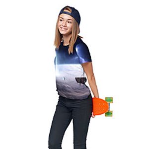 Kids Girls' T shirt Tee Short Sleeve 3D Print Galaxy Unisex Print Purple Children Tops Summer Active Daily Wear Halloween Regular Fit 3-12 Years miniinthebox