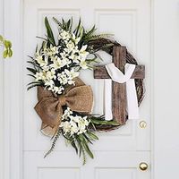 Artificial Easter Wreath, Easter Decoration, Cross Wreath, Decoration for Hanging Door Wreath, Cross Easter Wreath for Hanging as Spring Decoration Lightinthebox