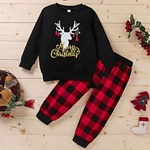 Kids Boys' Hoodie  Pants Clothing Set 2 Pieces Long Sleeve Black Letter Animal Print Basic Streetwear Regular 2-6 Years Lightinthebox