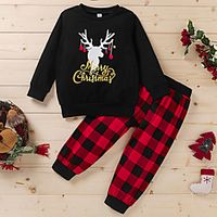Kids Boys' Hoodie  Pants Clothing Set 2 Pieces Long Sleeve Black Letter Animal Print Basic Streetwear Regular 2-6 Years Lightinthebox - thumbnail