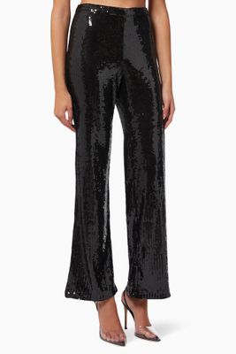 Sequin Wide Leg Pants in Polyester Sequin Wide Leg Pants in Polyester
