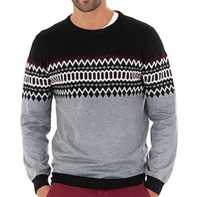 Stripe Business Men's Knitting Print Pullover Sweater Jumper Knitwear Outdoor Daily Vacation Long Sleeve Crewneck Sweaters Gray Fall Winter S M L Sweaters Lightinthebox