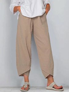 Loose Casual Cotton-linen Cropped Pants