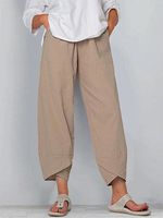 Loose Casual Cotton-linen Cropped Pants