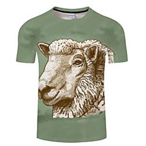Men's Unisex Tee T shirt 3D Print Graphic Prints Sheep Animal Plus Size 3D Print Print Short Sleeve Casual Tops Basic Designer Big and Tall White Blue Green Lightinthebox