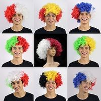World Cup Qatar 2022 Flag Wig Yaki Afro Curly Bob Wig Medium Length Brown Synthetic Hair Man Woman Kids Cute Cosplay Brazil Argentina Germany Italy France miniinthebox - thumbnail